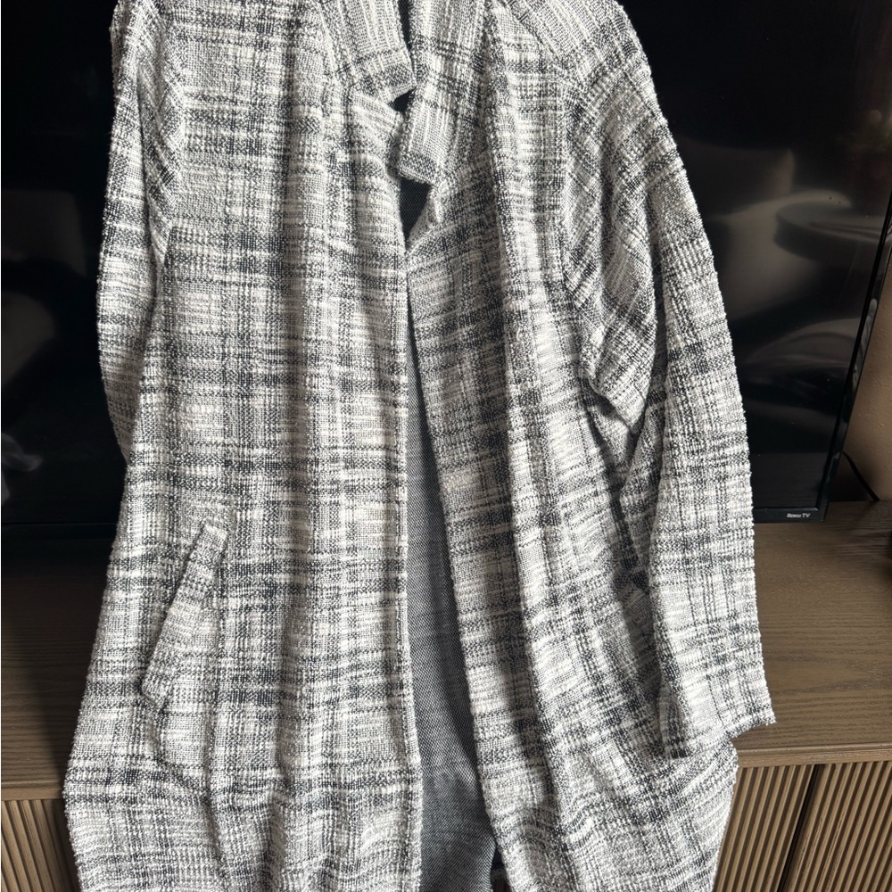 Chic Plaid Open Front Coat